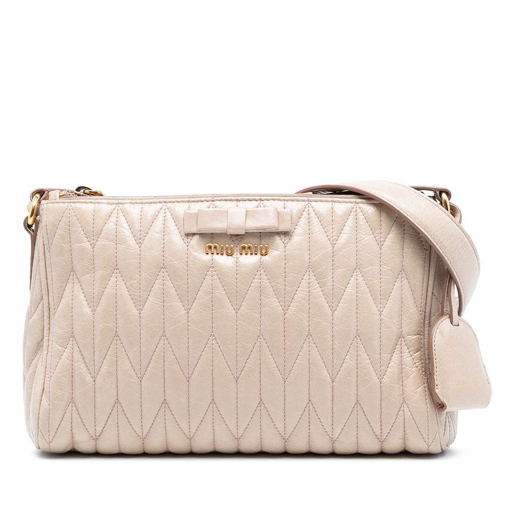 Miu Miu Matelasse Leather Bow Shoulder Bag