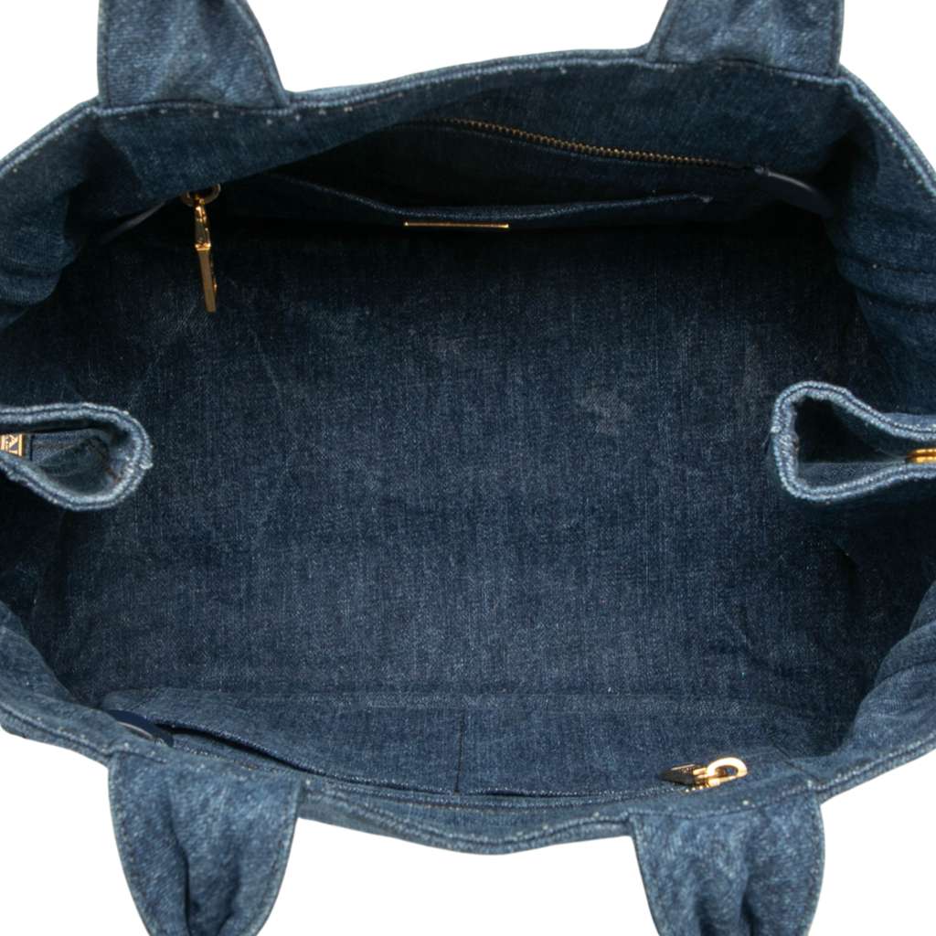 Prada Small Denim Canapa Logo Satchel - 4