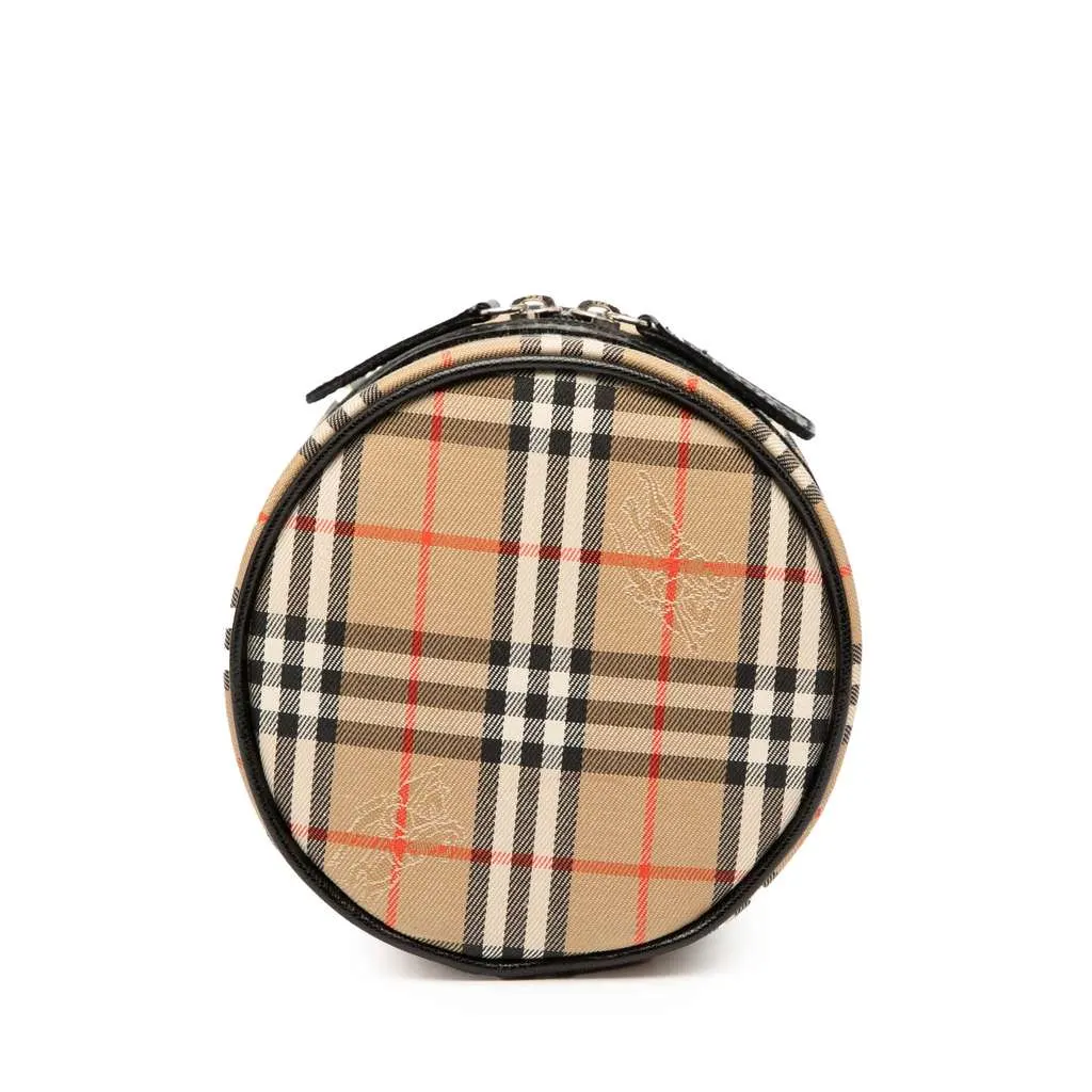 Burberry Haymarket Check Canvas Vanity Bag Brown Canvas Good - Inside View