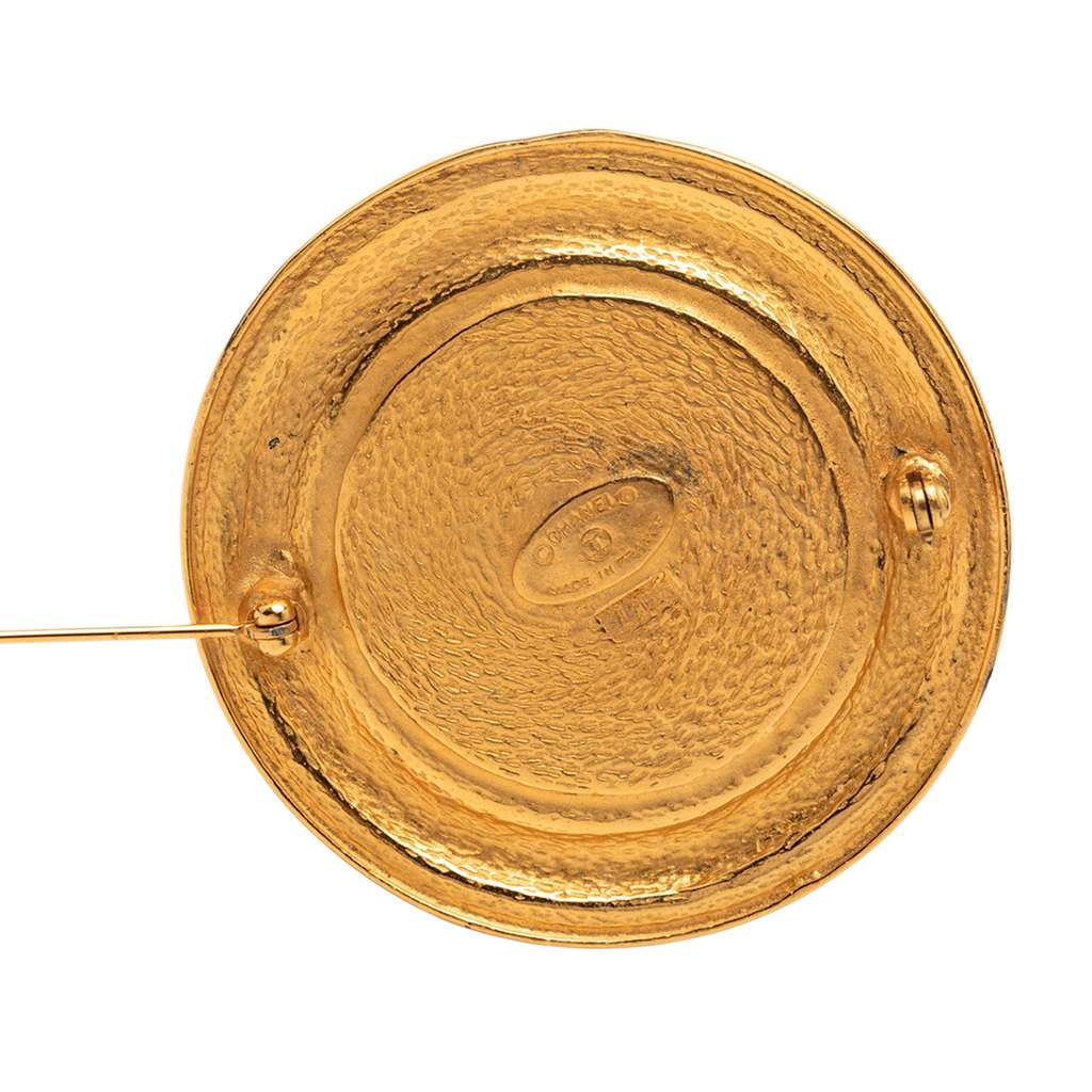 Chanel Gold Plated 31 Rue Cambon Round Vintage Pin Brooch - 3