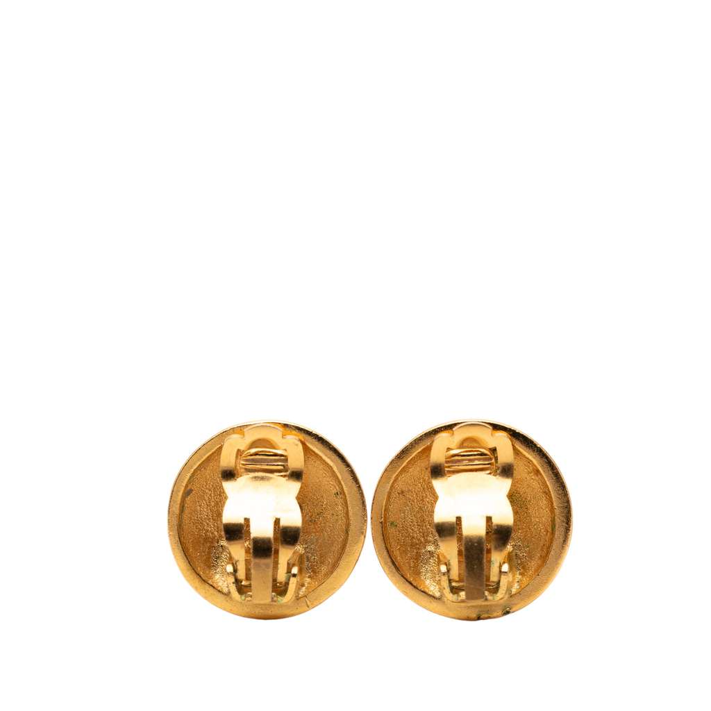 Chanel CC Gold Plated Round Clip on Earrings - 2
