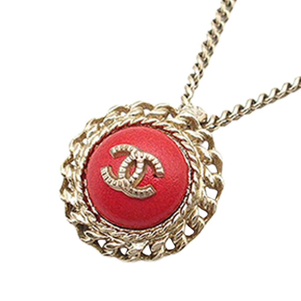 Chanel CC Gold Plated Resin Pendant Necklace - 2
