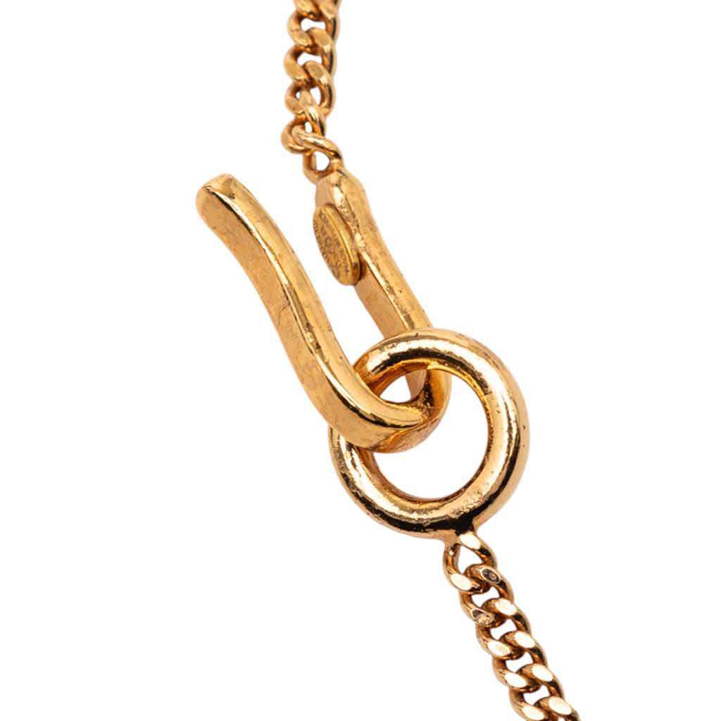 Chanel Gold Plated Faux Pearl CC Pendant Necklace - 3