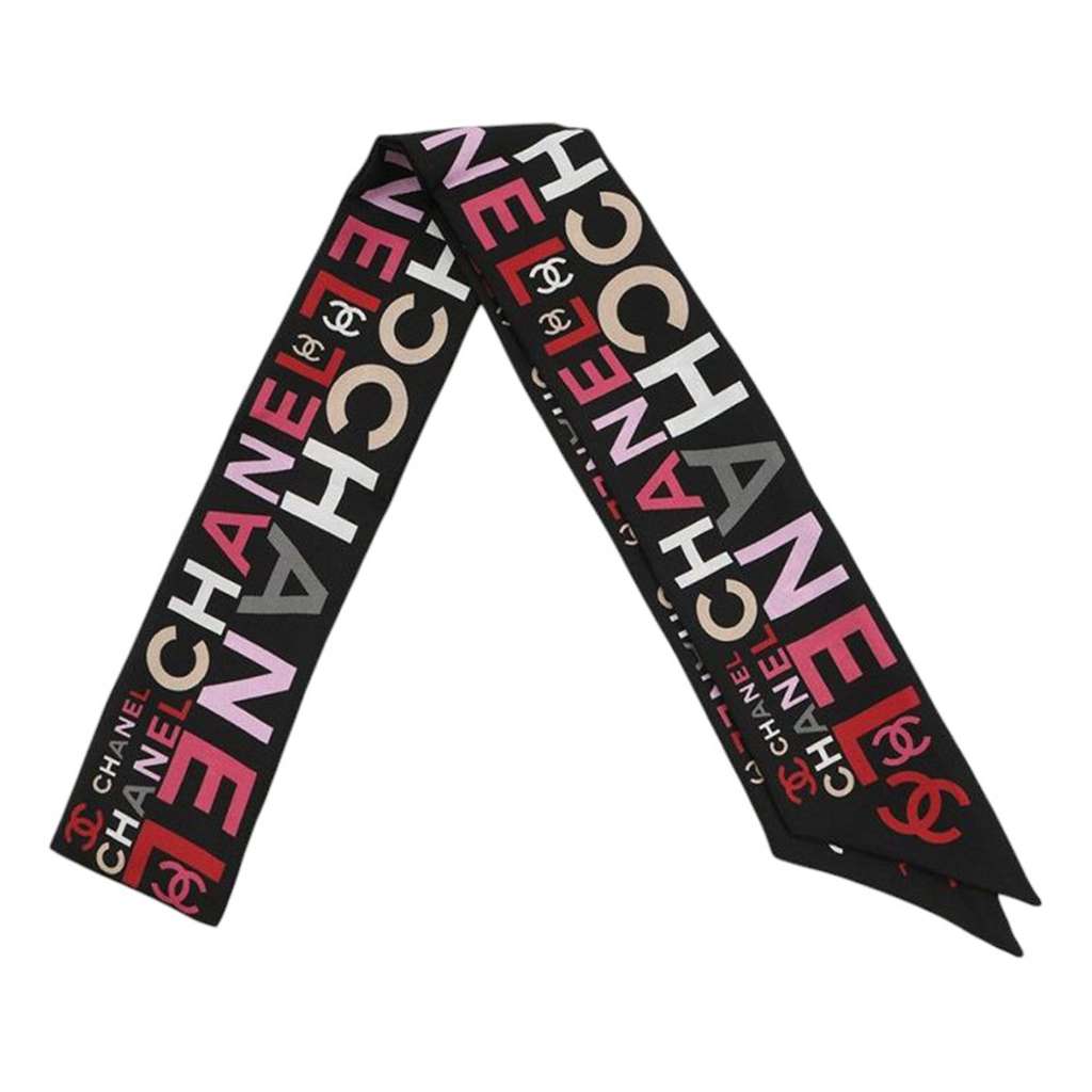 Chanel CC Logo Print Silk Bandeau Scarf
