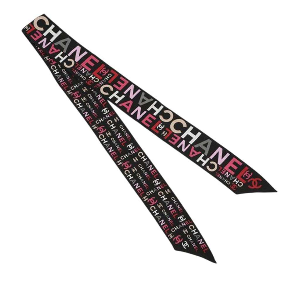 Chanel CC Logo Print Silk Bandeau Scarf - 2