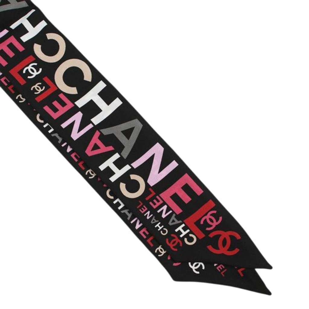 Chanel CC Logo Print Silk Bandeau Scarf - 4