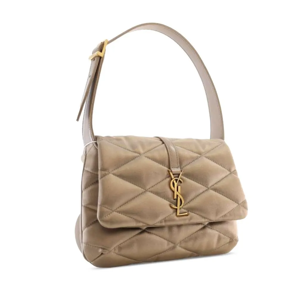 Saint Laurent Quilted Lambskin Le 57 Diamond Shoulder Bag Brown Leather Good - Back View