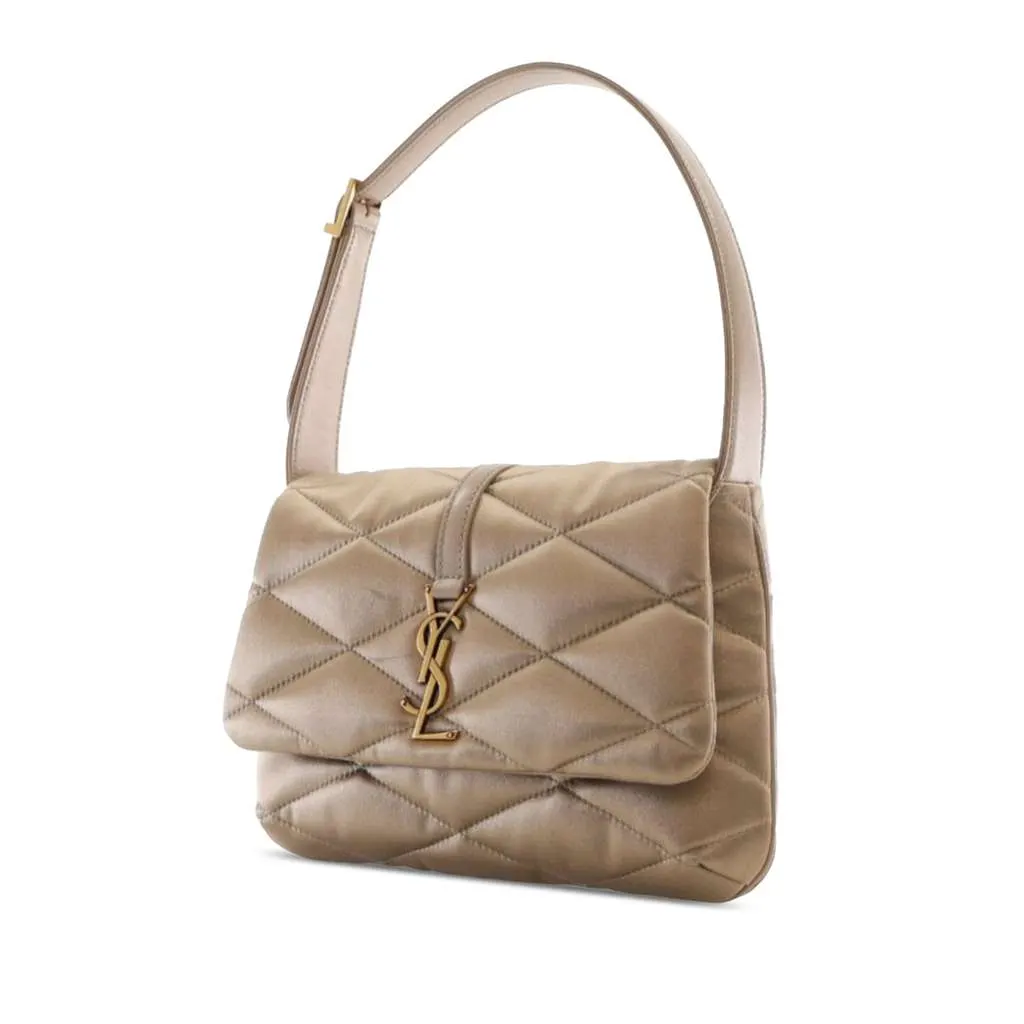 Saint Laurent Quilted Lambskin Le 57 Diamond Shoulder Bag Brown Leather Good - Inside View