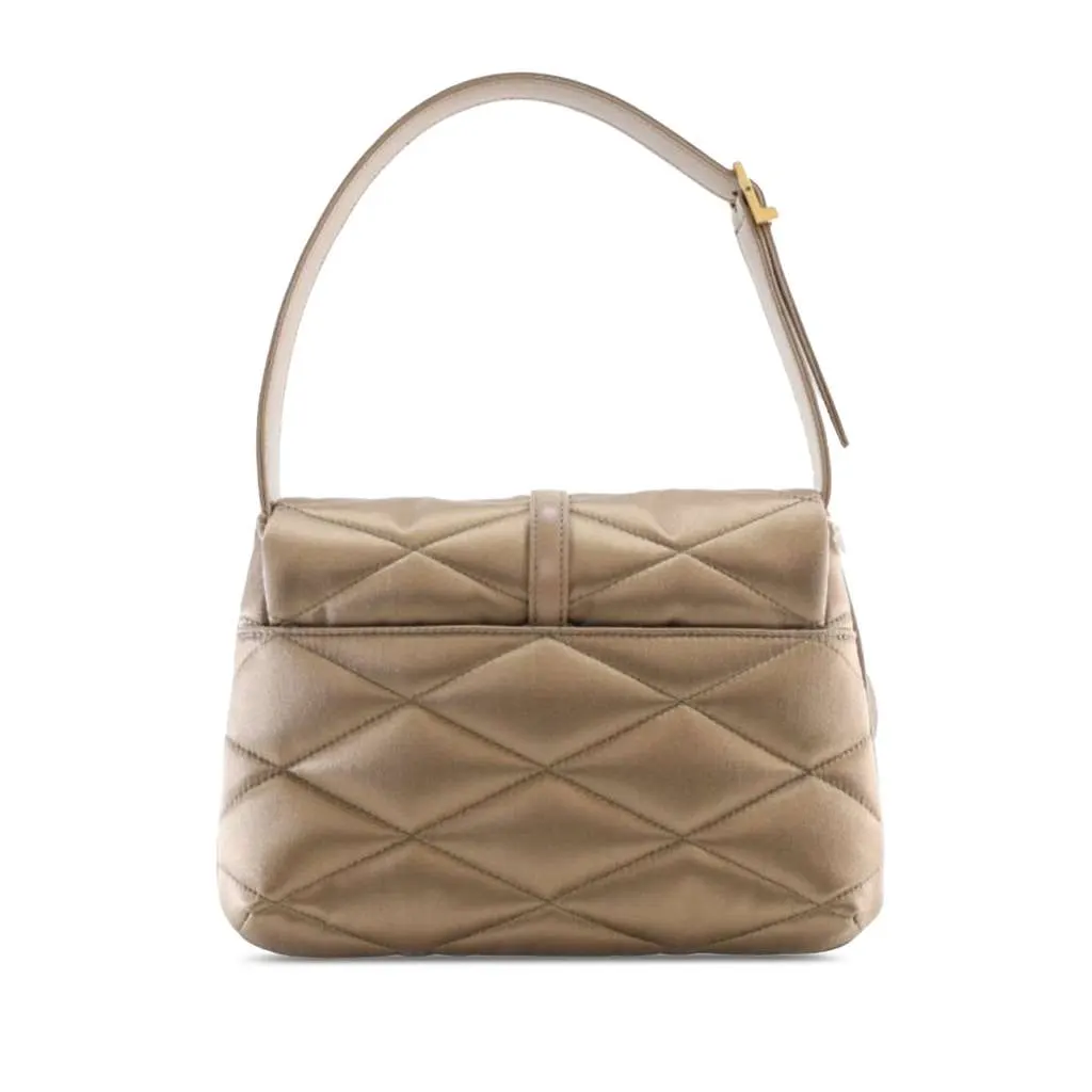 Saint Laurent Quilted Lambskin Le 57 Diamond Shoulder Bag Brown Leather Good - Model View