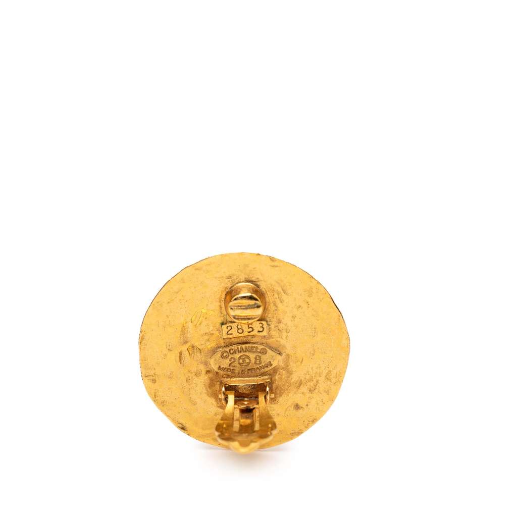 Chanel Gold Plated CC Round 31 Rue Cambon Clip on Earrings - 3