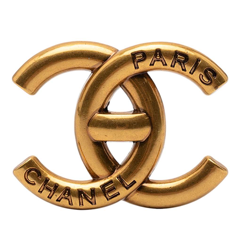Chanel CC Gold Plated Logo Brooch