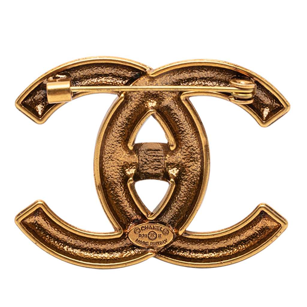 Chanel CC Gold Plated Logo Brooch - 2