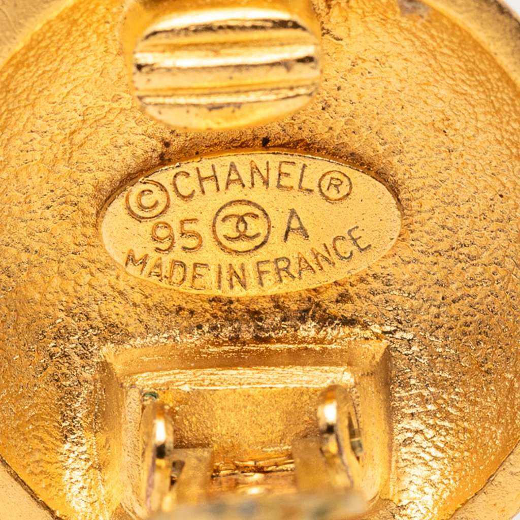 Chanel Gold Plated CC Button Clip on Earrings - 3