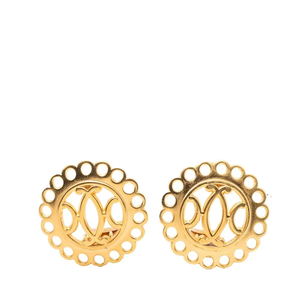 Hermès Gold Plated Bijouterie Fantaisie Clip on Earrings Gold Metal Very good - Front View