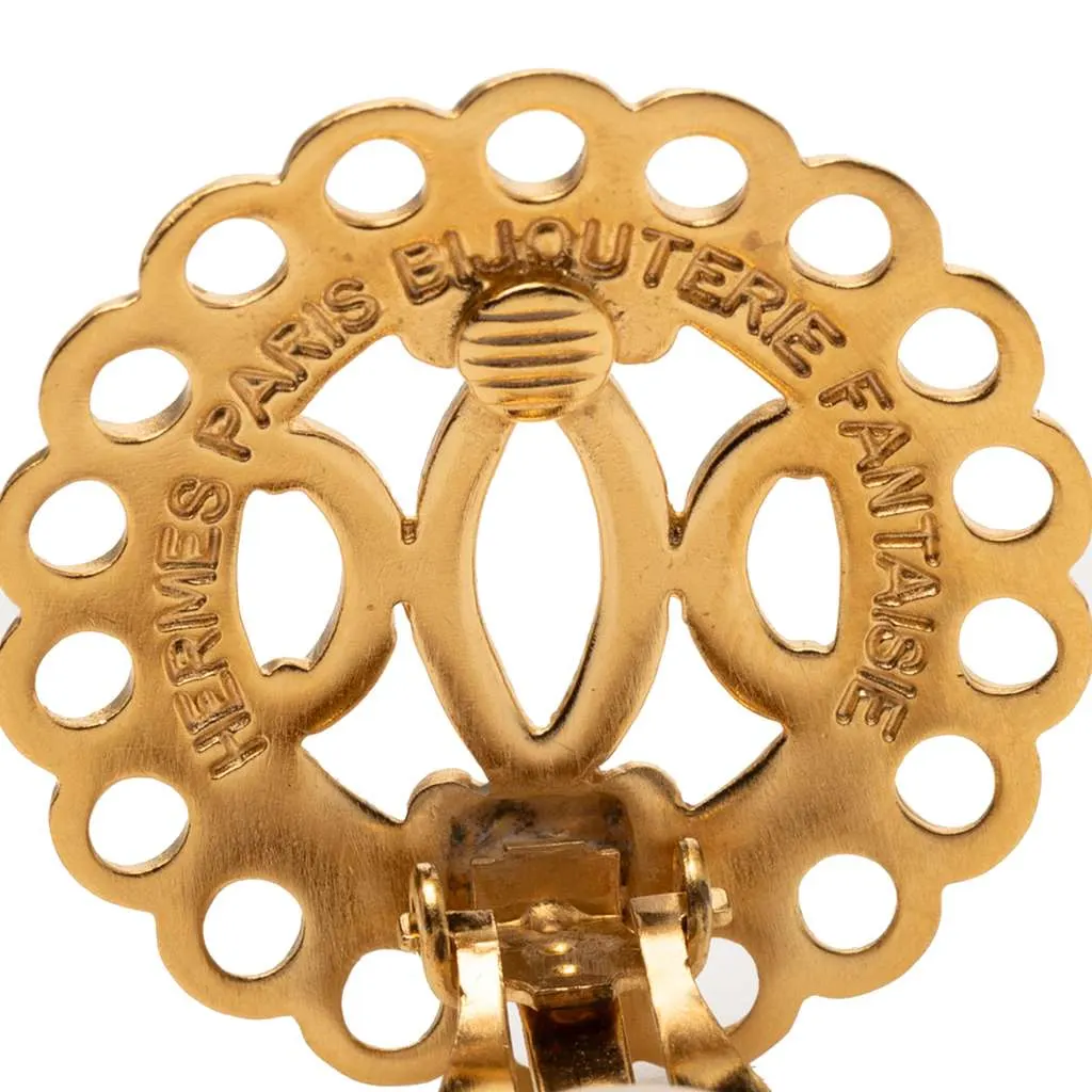 Hermès Gold Plated Bijouterie Fantaisie Clip on Earrings Gold Metal Very good - Inside View