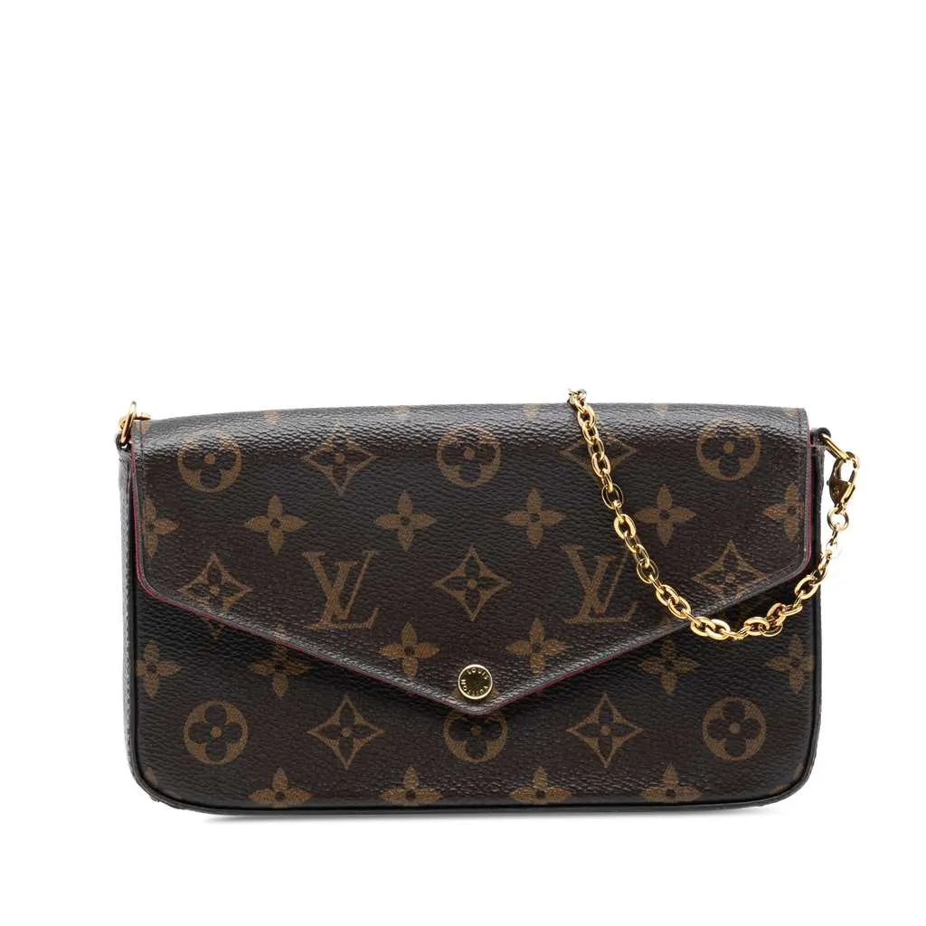 Louis Vuitton Monogram Pochette Felicie Brown Good - Front View