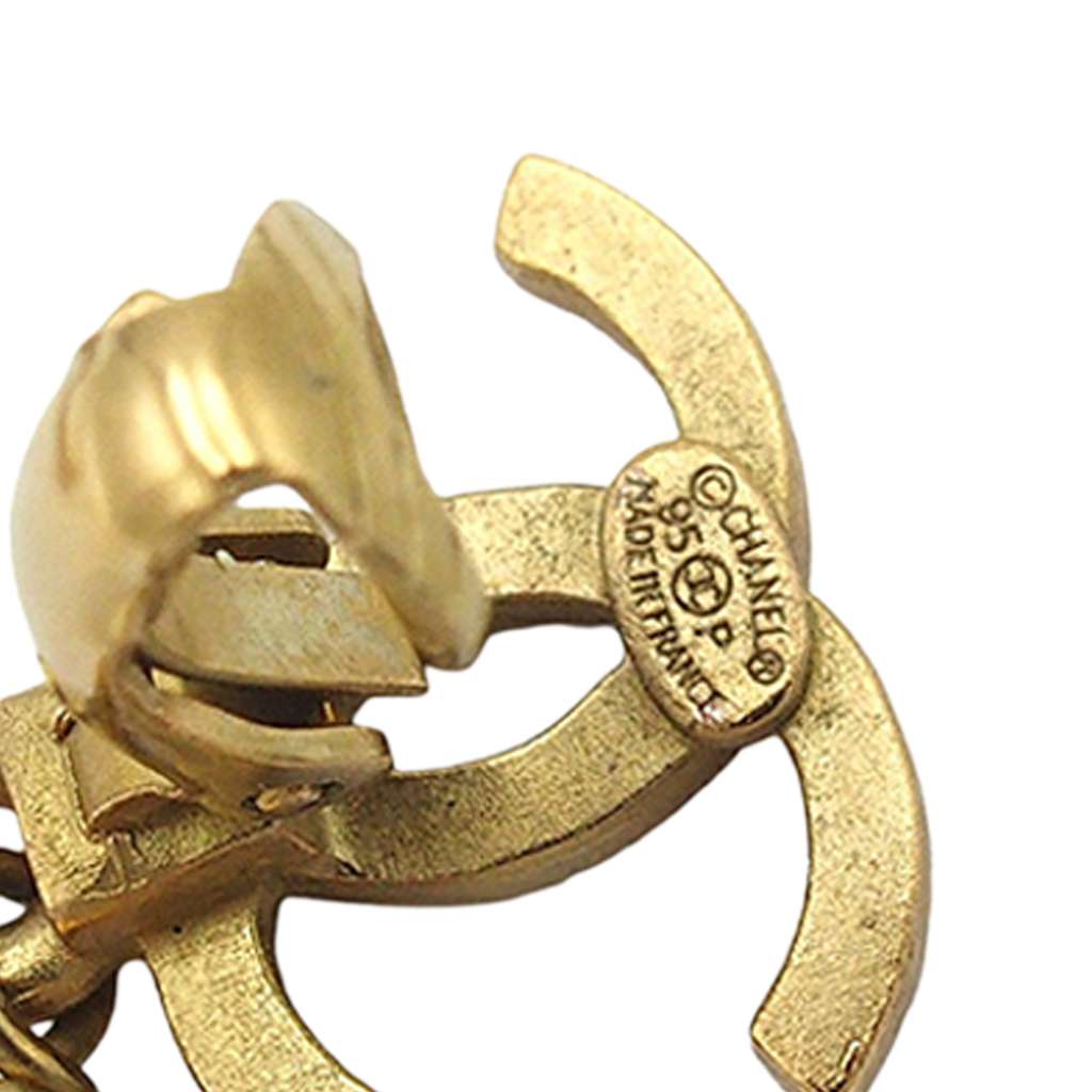 Chanel CC Gold Plated Faux Pearl Drop Clip on Earrings - 4