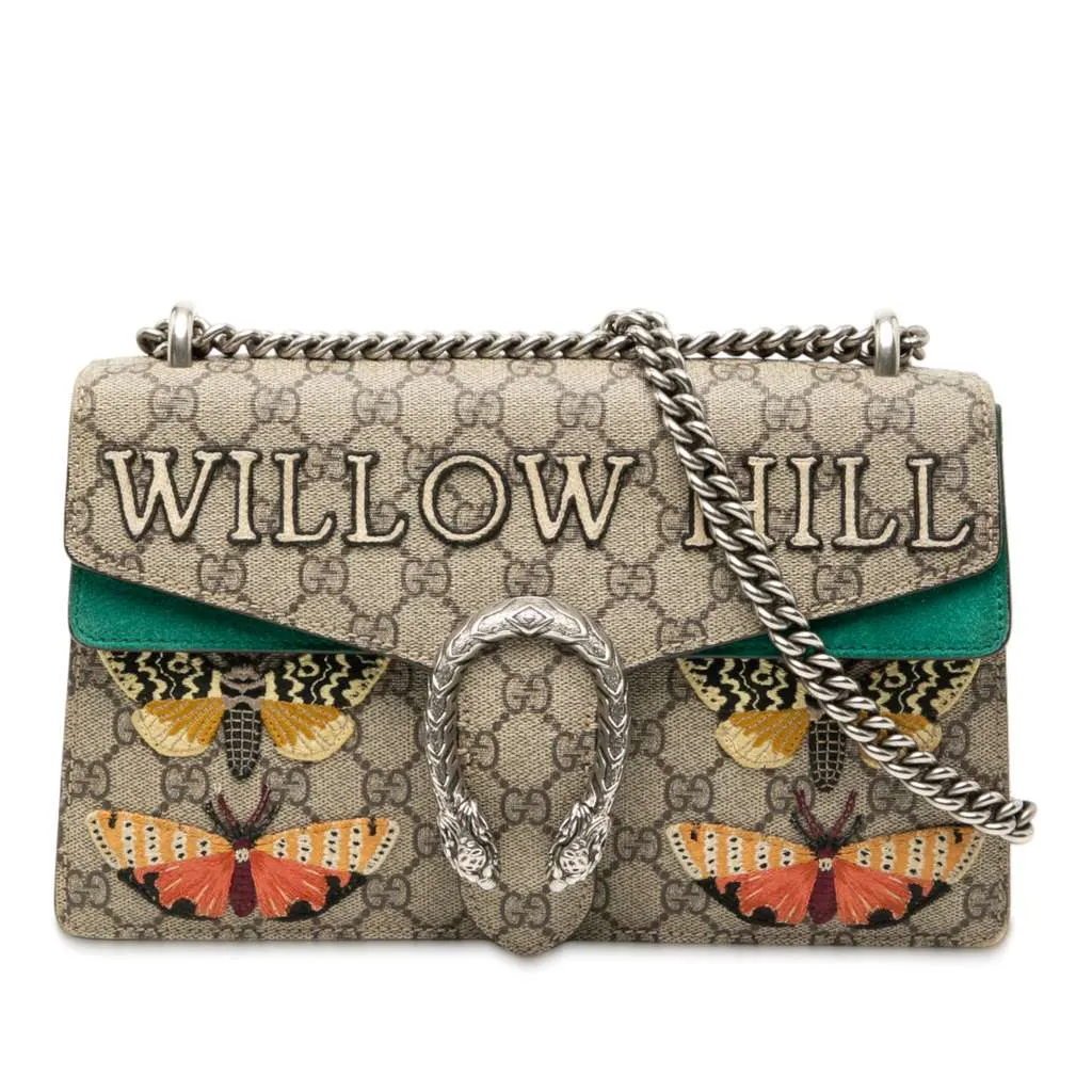 Gucci Medium GG Supreme Embroidered Willow Hill and Butterfly Dionysus Shoulder Bag Brown Canvas Good - Front View