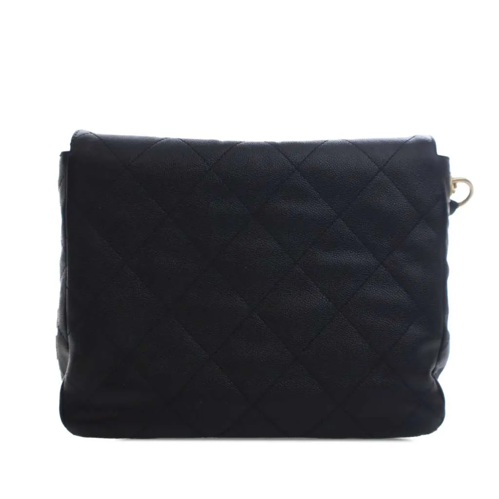 Chanel Quilted Caviar Supple Twins Hobo Bag Black Leather Good - Model View