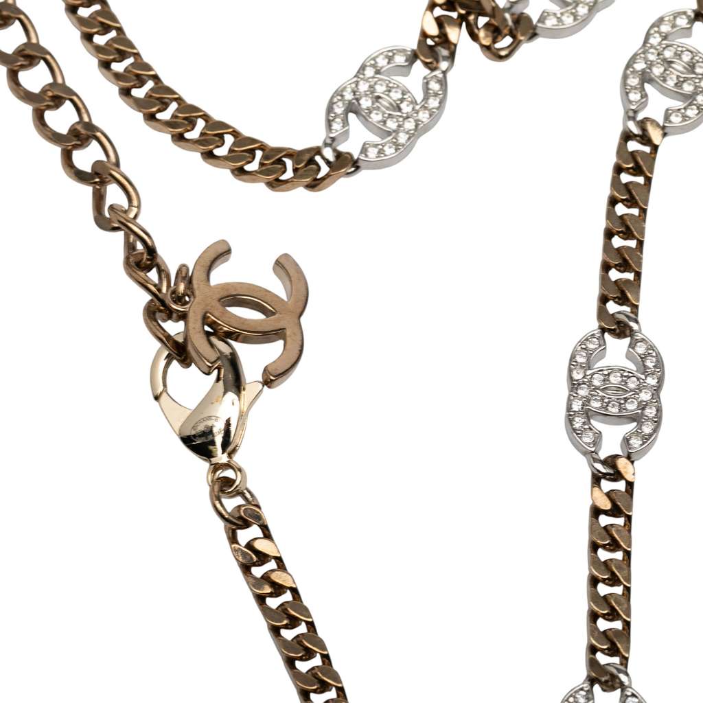 Chanel Silver Plated Rhinestone CC Choker Necklace - 4