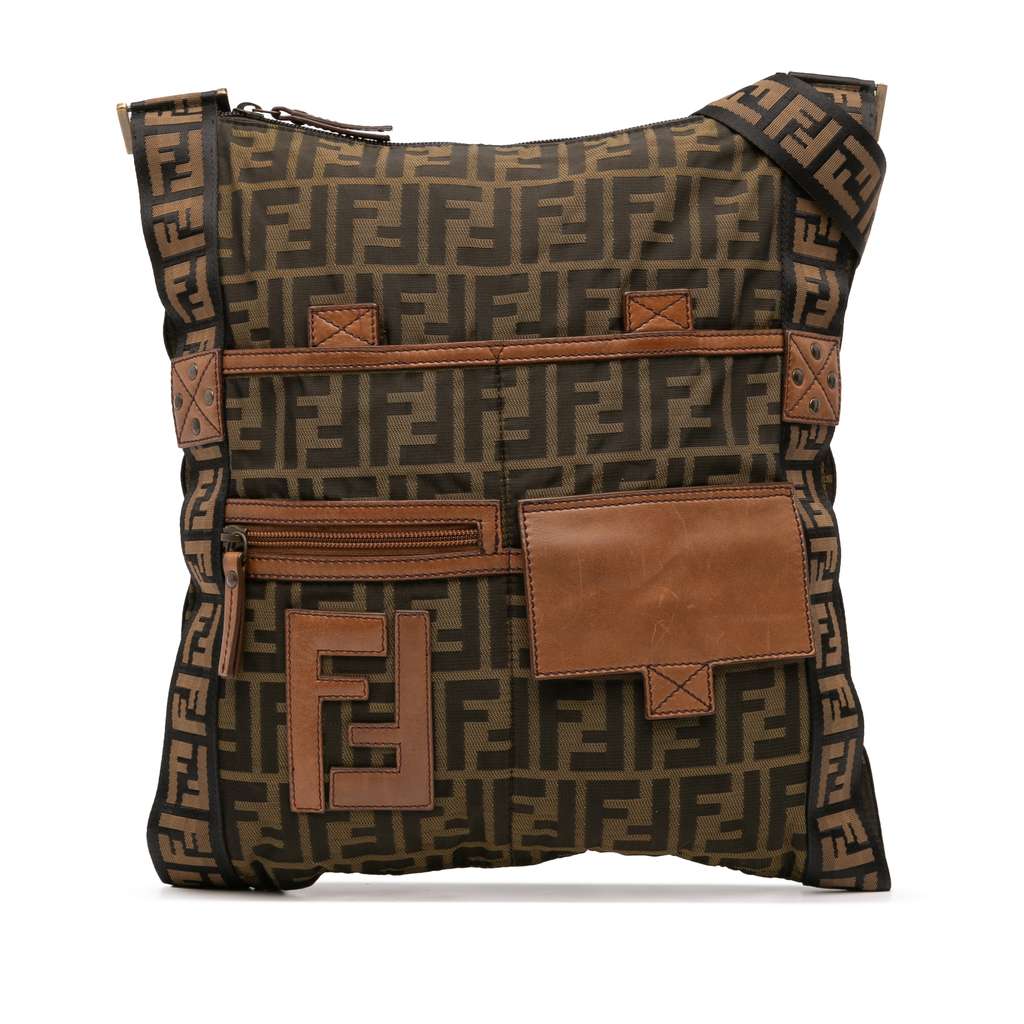 Fendi Zucca Canvas FF Flat Messenger Bag