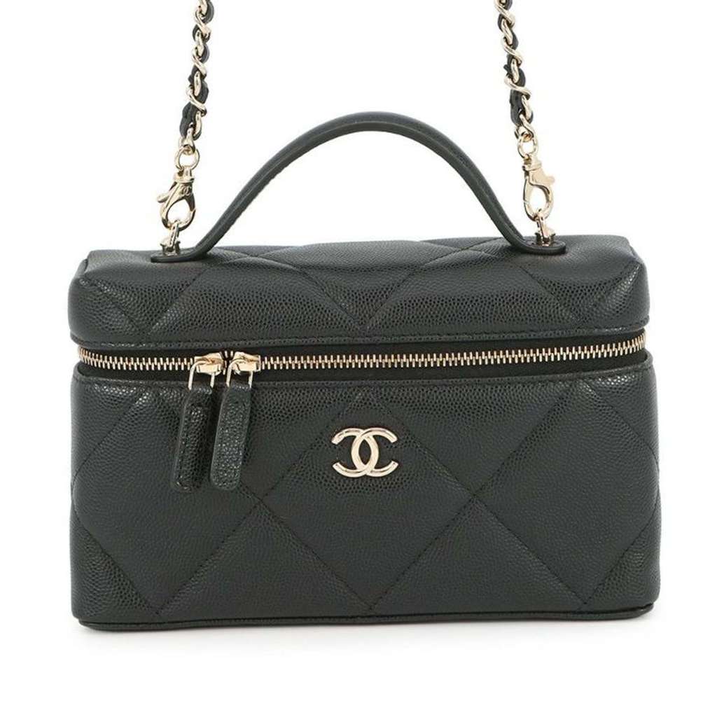 Chanel CC Quilted Caviar Slim Vanity with Chain