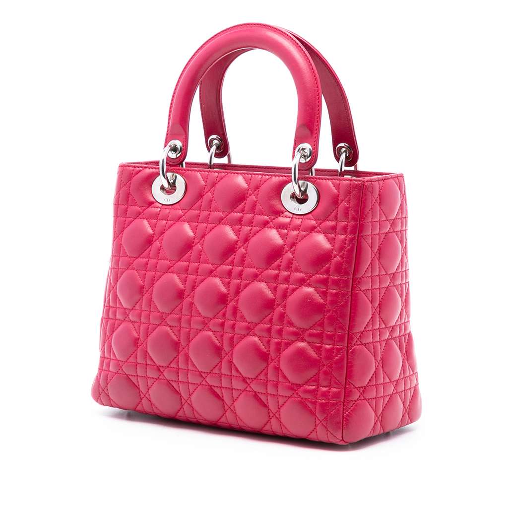 Dior Medium Lambskin Cannage Pearl Lady Dior - 2