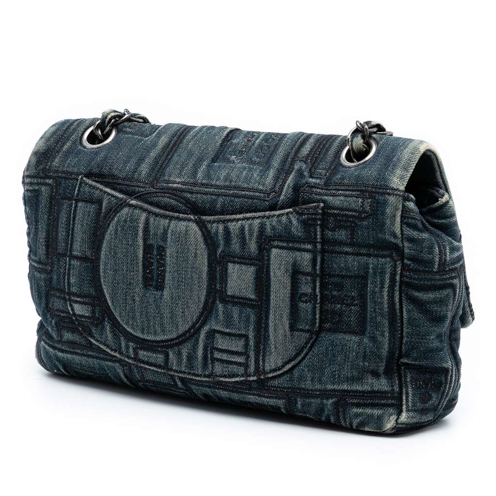 Chanel Medium Embroidered Denim Perfume Bottle Single Flap - 2