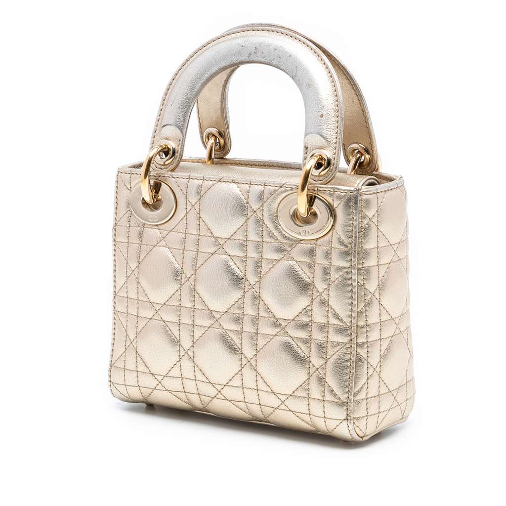 Dior Mini Metallic Lambskin Cannage Lady Dior - 2