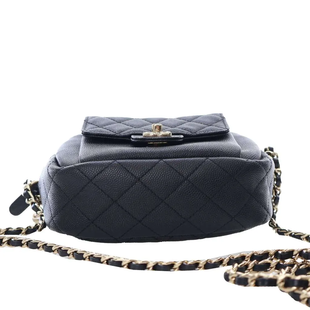 Chanel Quilted Caviar CC Day Camera Bag Black Leather Good - Box View
