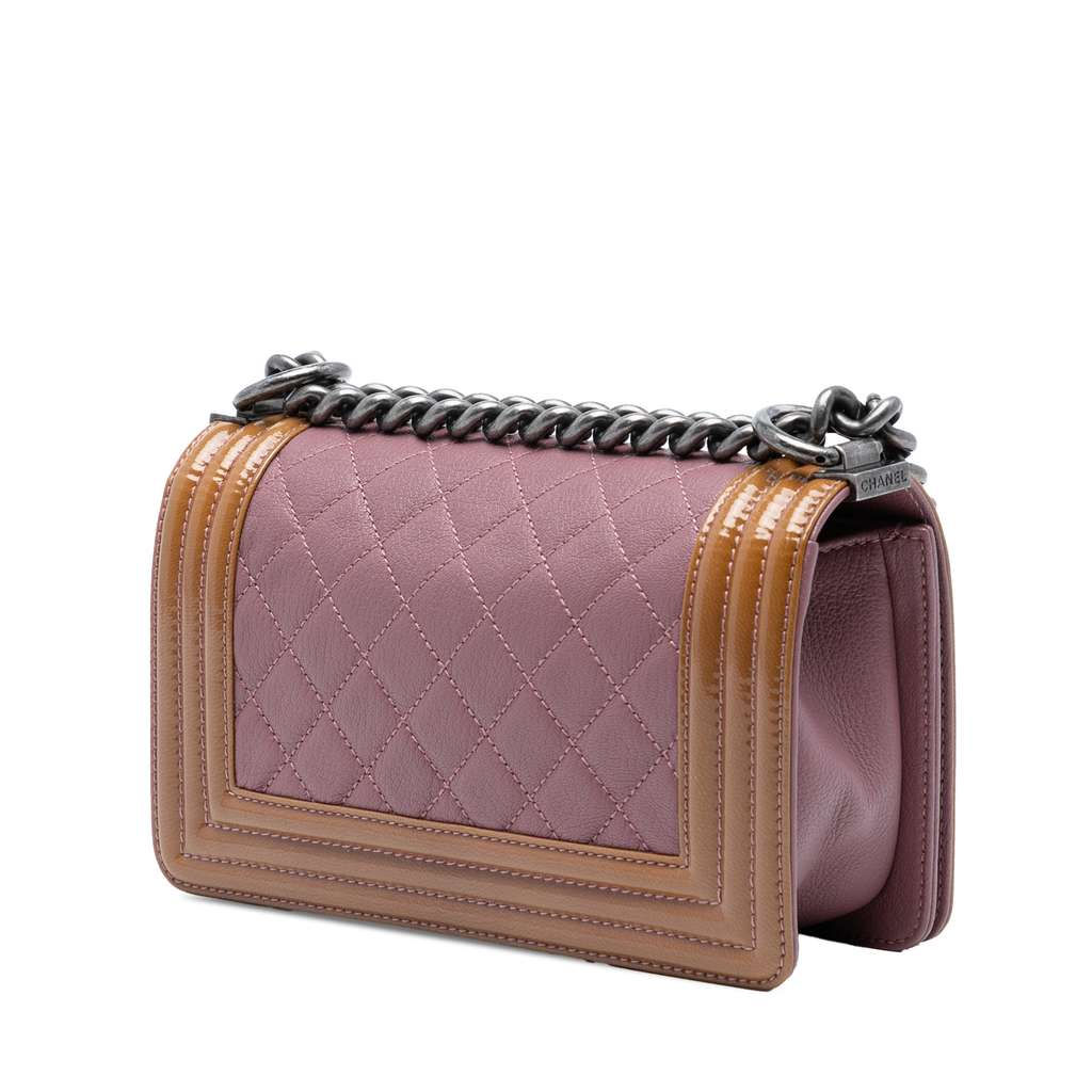 Chanel Small Quilted Goatskin and Patent Duo Boy Flap - 2