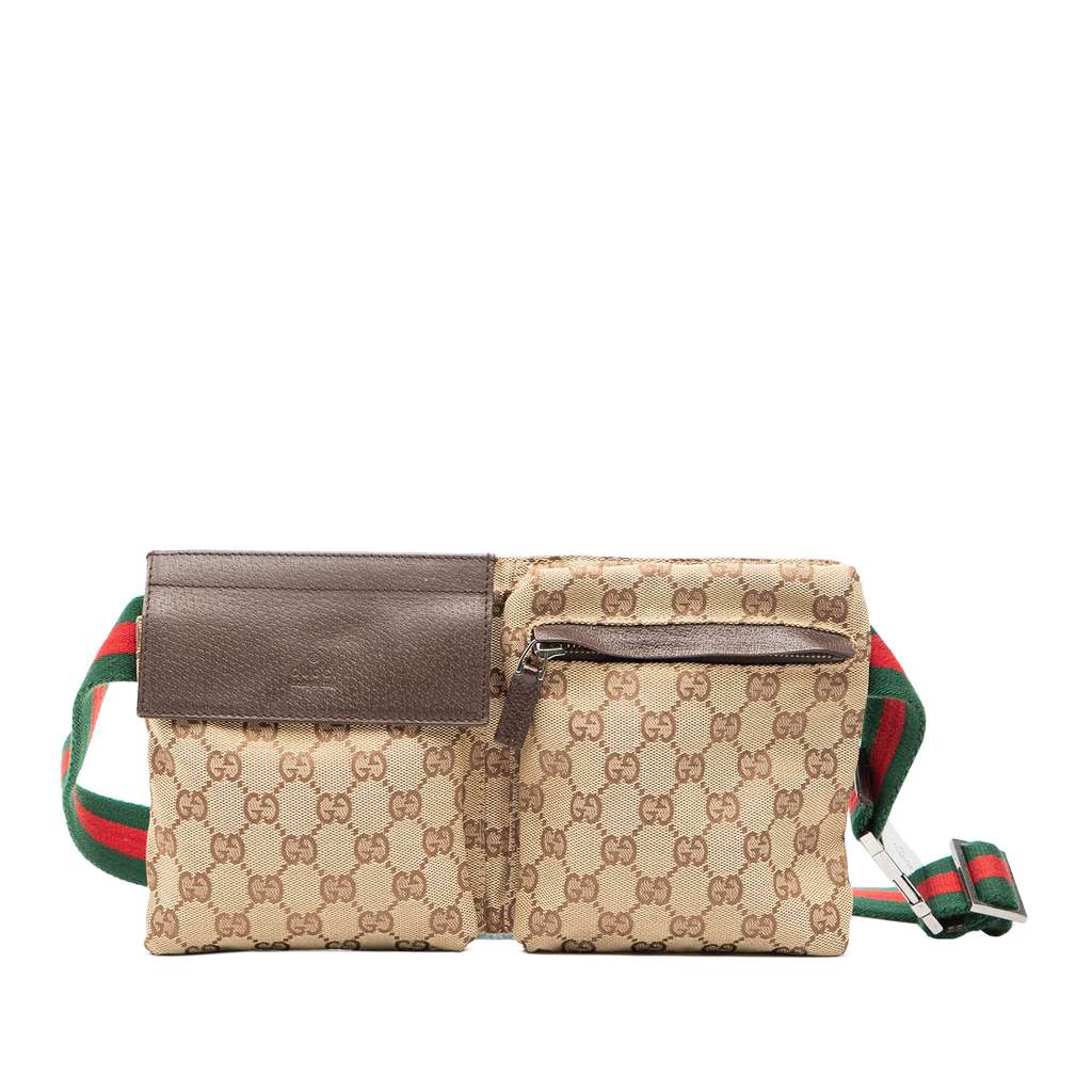 Gucci GG Canvas Web Double Pocket Belt Bag