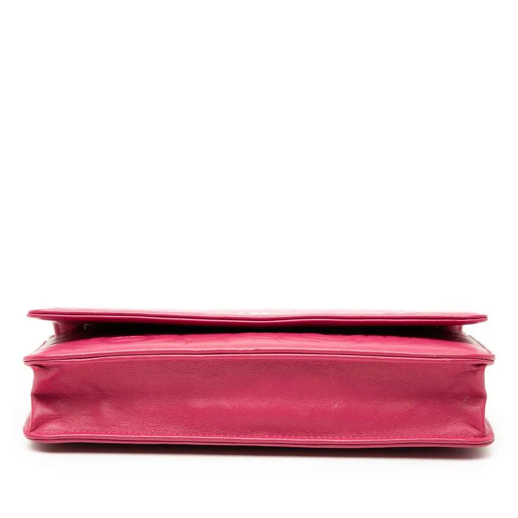 Chanel CC Embossed Lambskin Camellia Wallet On Chain Pink Leather Very good - Inside View