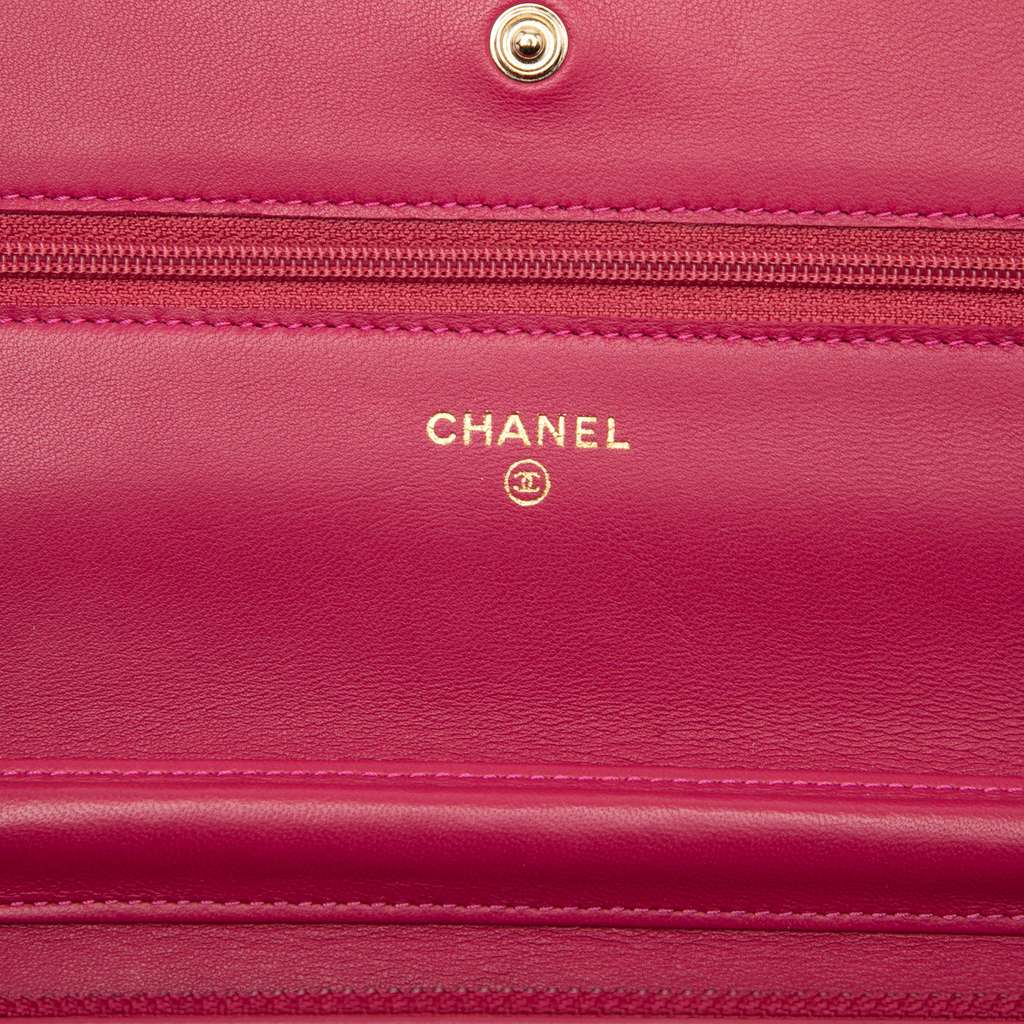 Chanel CC Embossed Lambskin Camellia Wallet On Chain - 5