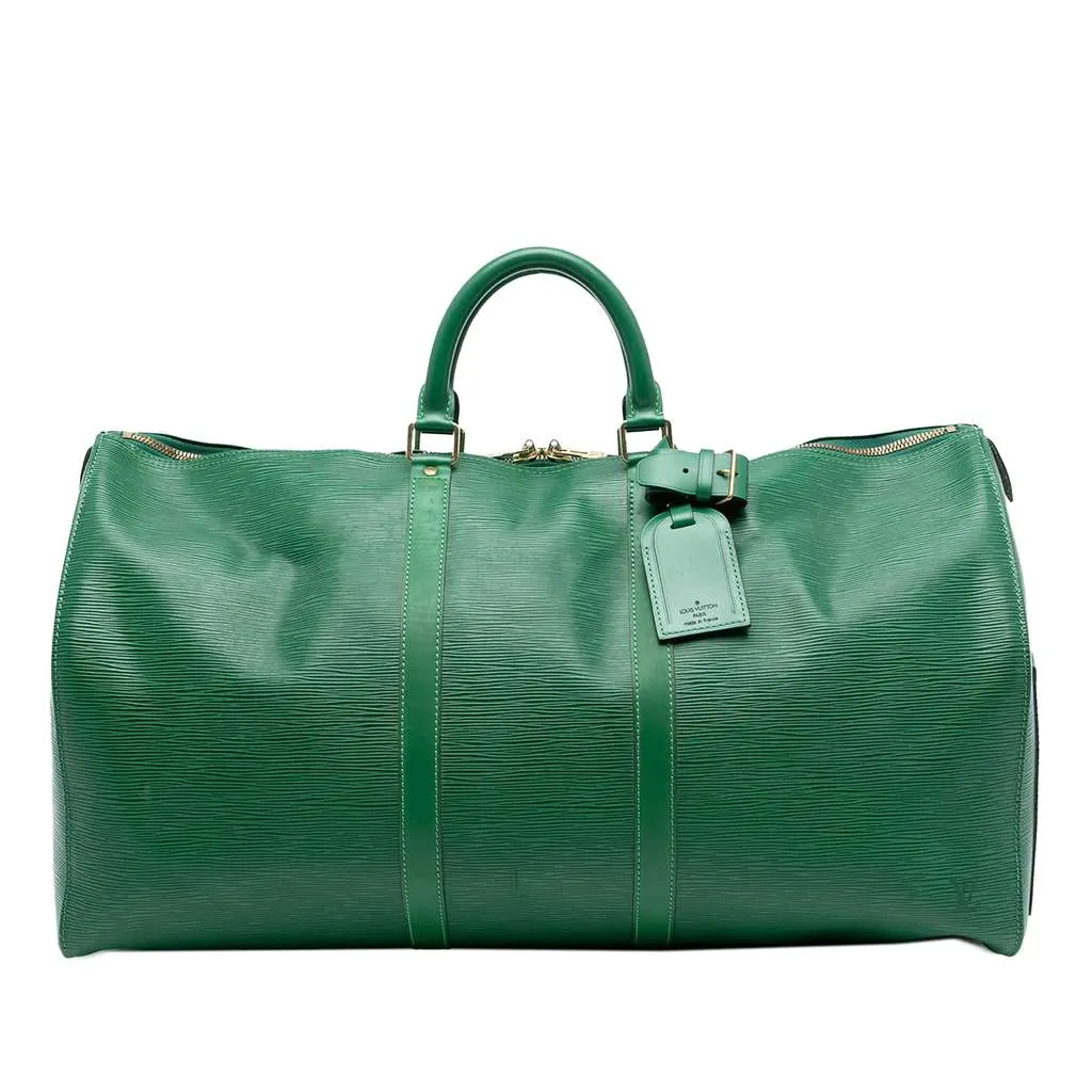 Louis Vuitton Epi Keepall 55 Green Leather Fair - Front View
