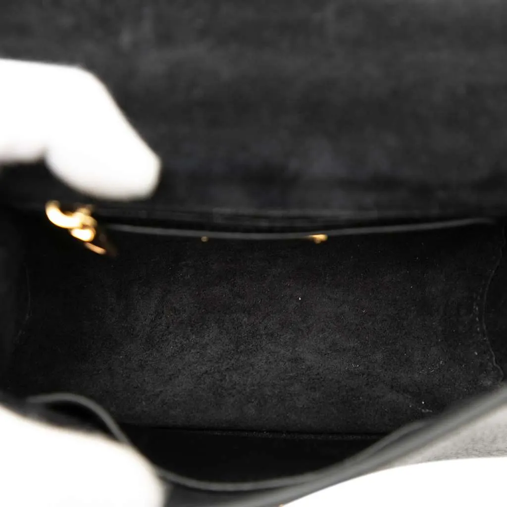 Miu Miu Mini Goatskin Madras Bandoliera Top Handle Bag Black Leather Good - Model View