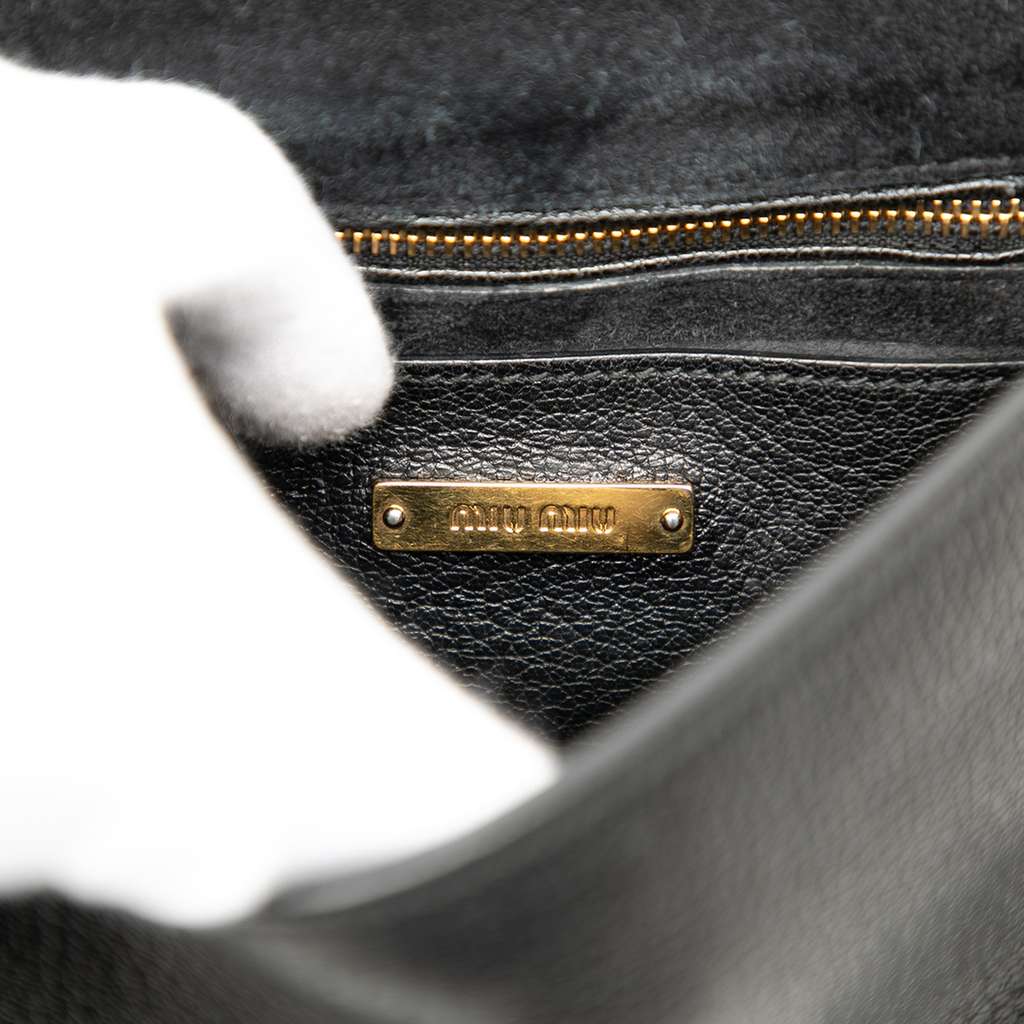 Miu Miu Mini Goatskin Madras Bandoliera Top Handle Bag - 5