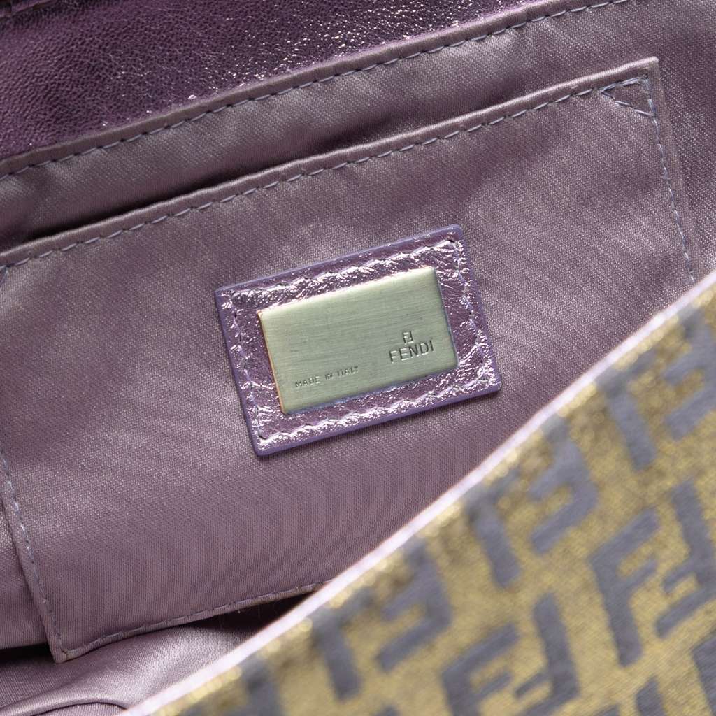 Fendi Zucchino Coated Canvas and Metallic Leather Compilation Shoulder Bag - 5