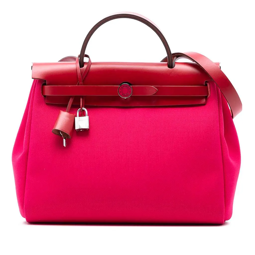 Hermès Toile Herbag Zip 31 Laque Pink Canvas Good - Front View