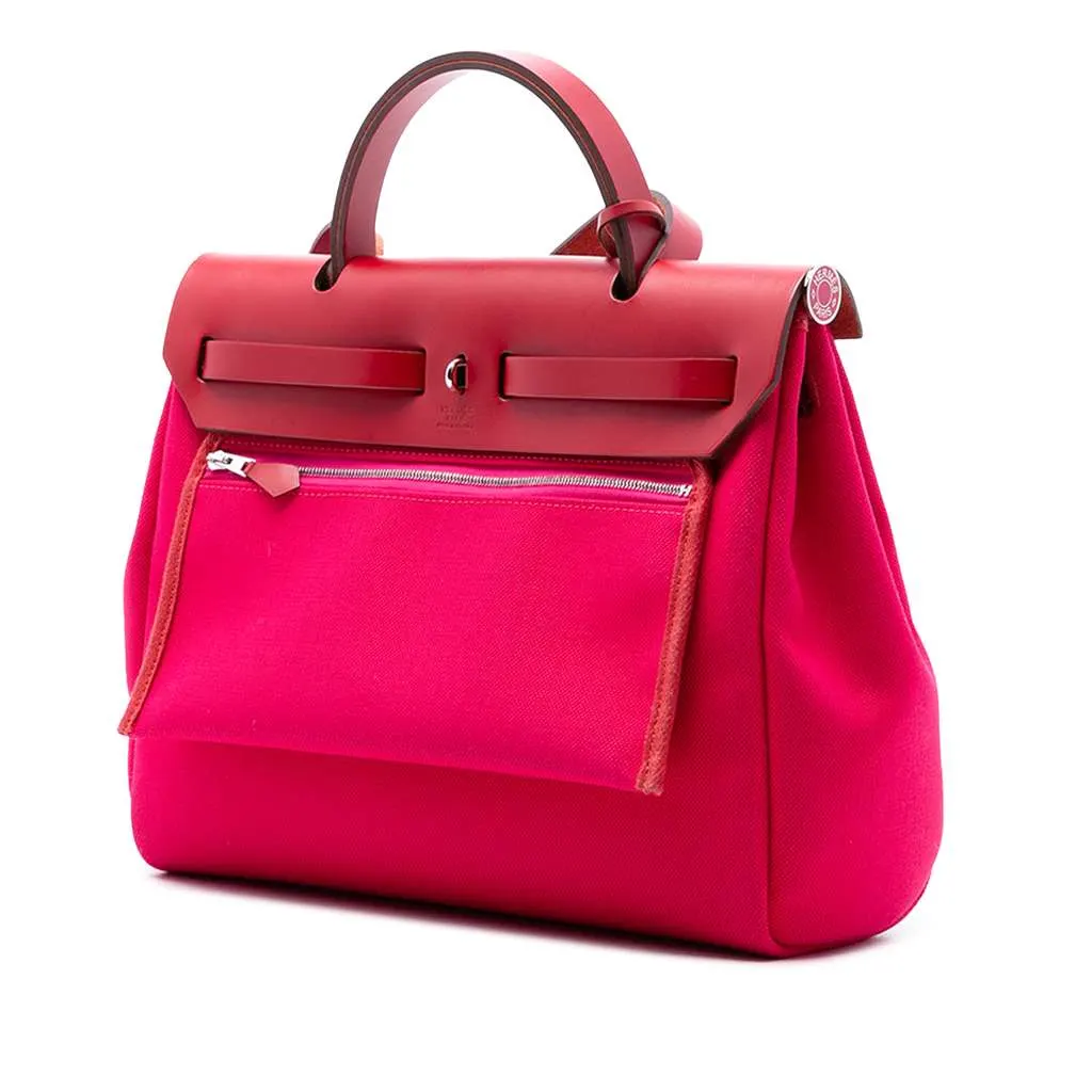 Hermès Toile Herbag Zip 31 Laque Pink Canvas Good - Back View