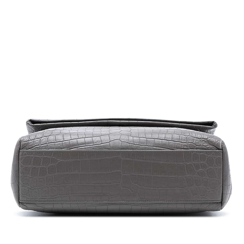 Saint Laurent Medium Croc Embossed Calfskin Monogram West Hollywood Crossbody - 3