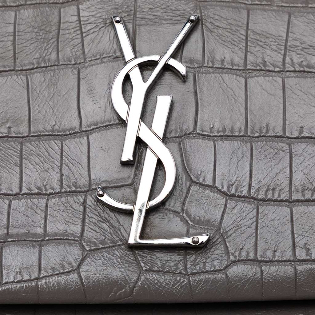 Saint Laurent Medium Croc Embossed Calfskin Monogram West Hollywood Crossbody - 5