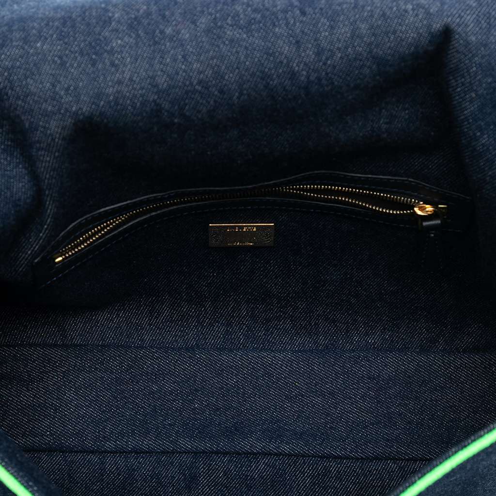 Fendi Large Denim Baguette Satchel - 4