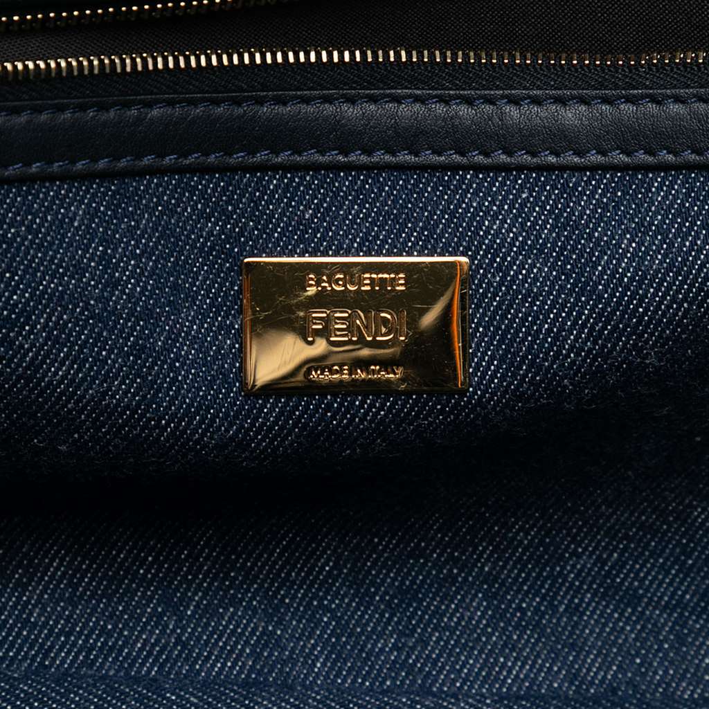 Fendi Large Denim Baguette Satchel - 5