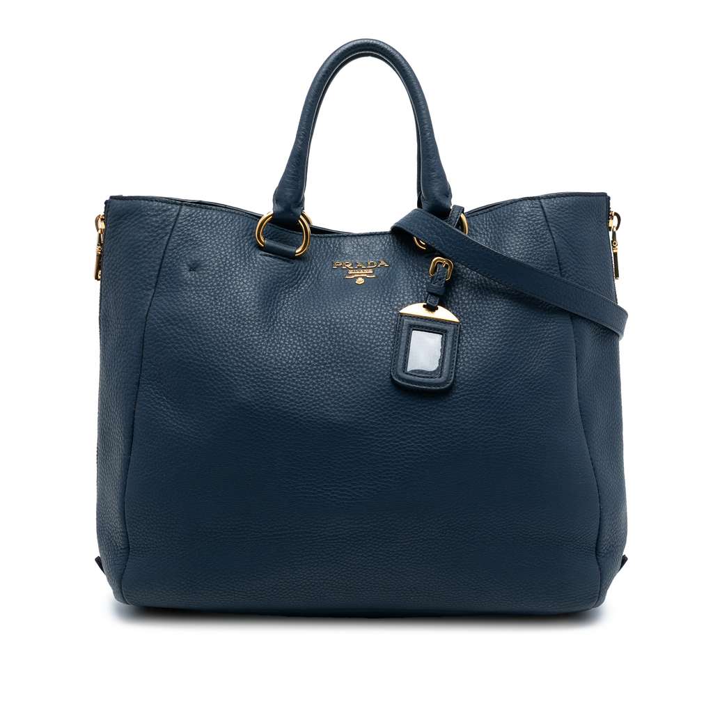 Prada Vitello Daino Side Zip Convertible Tote