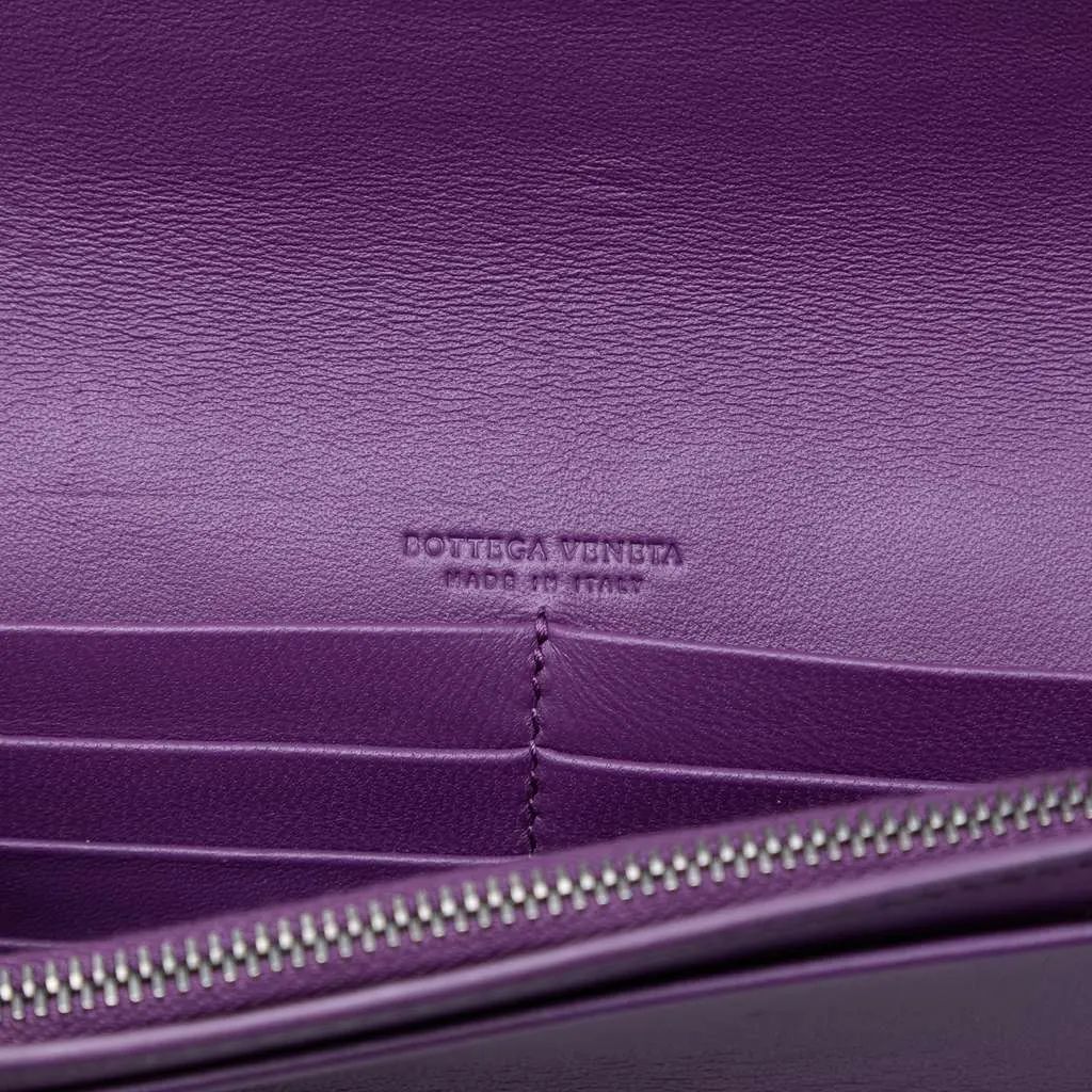 Bottega Veneta Nappa Intrecciato Embroidered Continental Wallet on Chain Purple Leather Very good - Box View