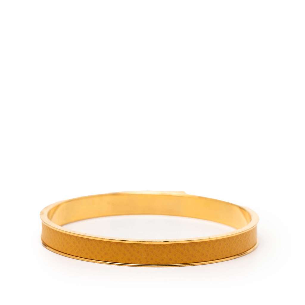 Hermès Gold Plated Epsom Kelly Cadena Lock Bangle Bracelet - 3