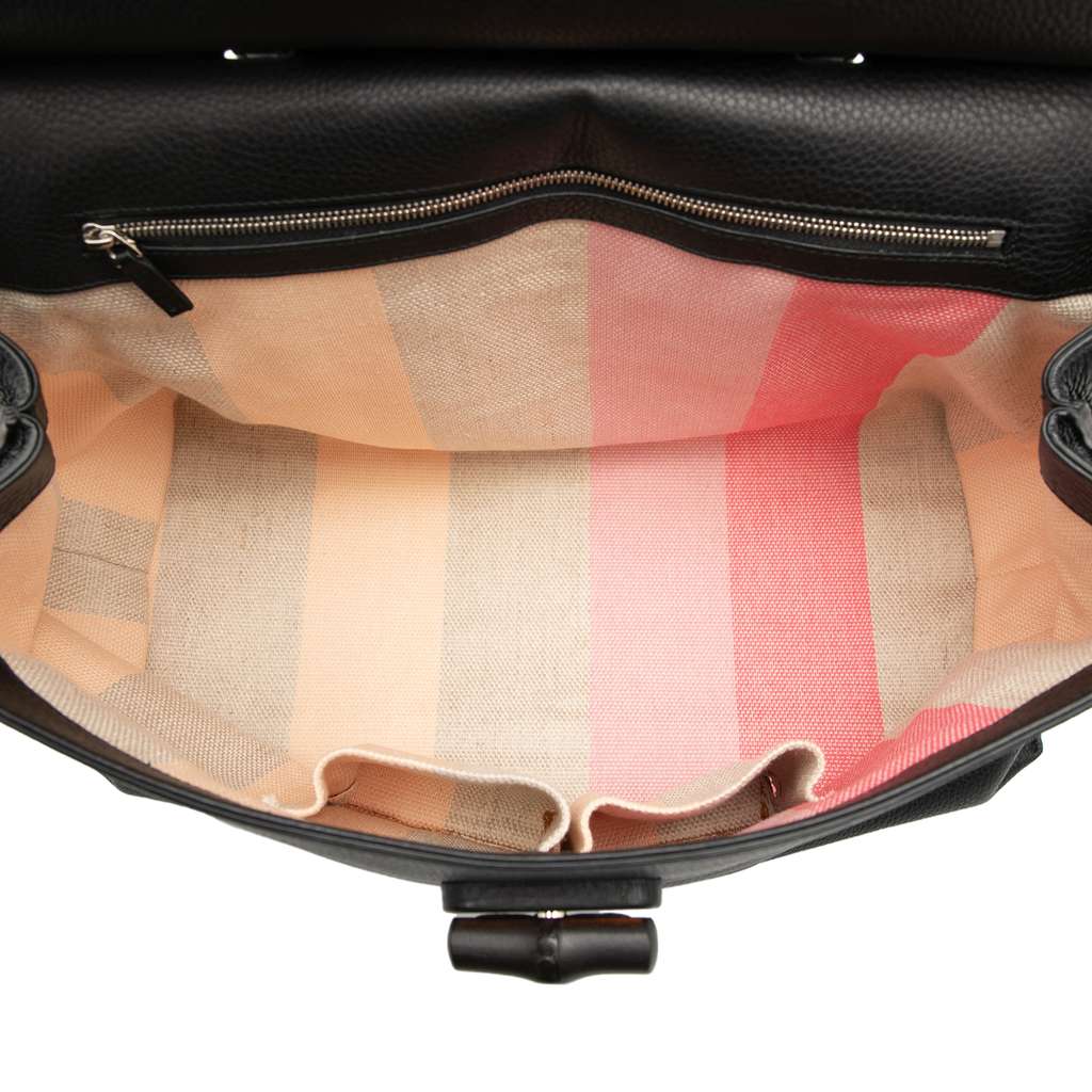 Gucci Large Leather Bamboo Daily Satchel - 4