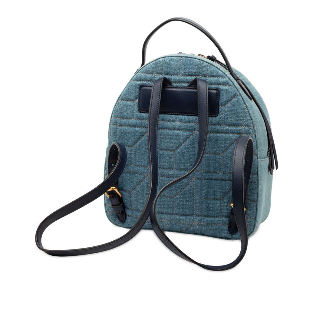Gucci Small GG Marmont Pearl Studded Matelasse Denim Backpack - 2