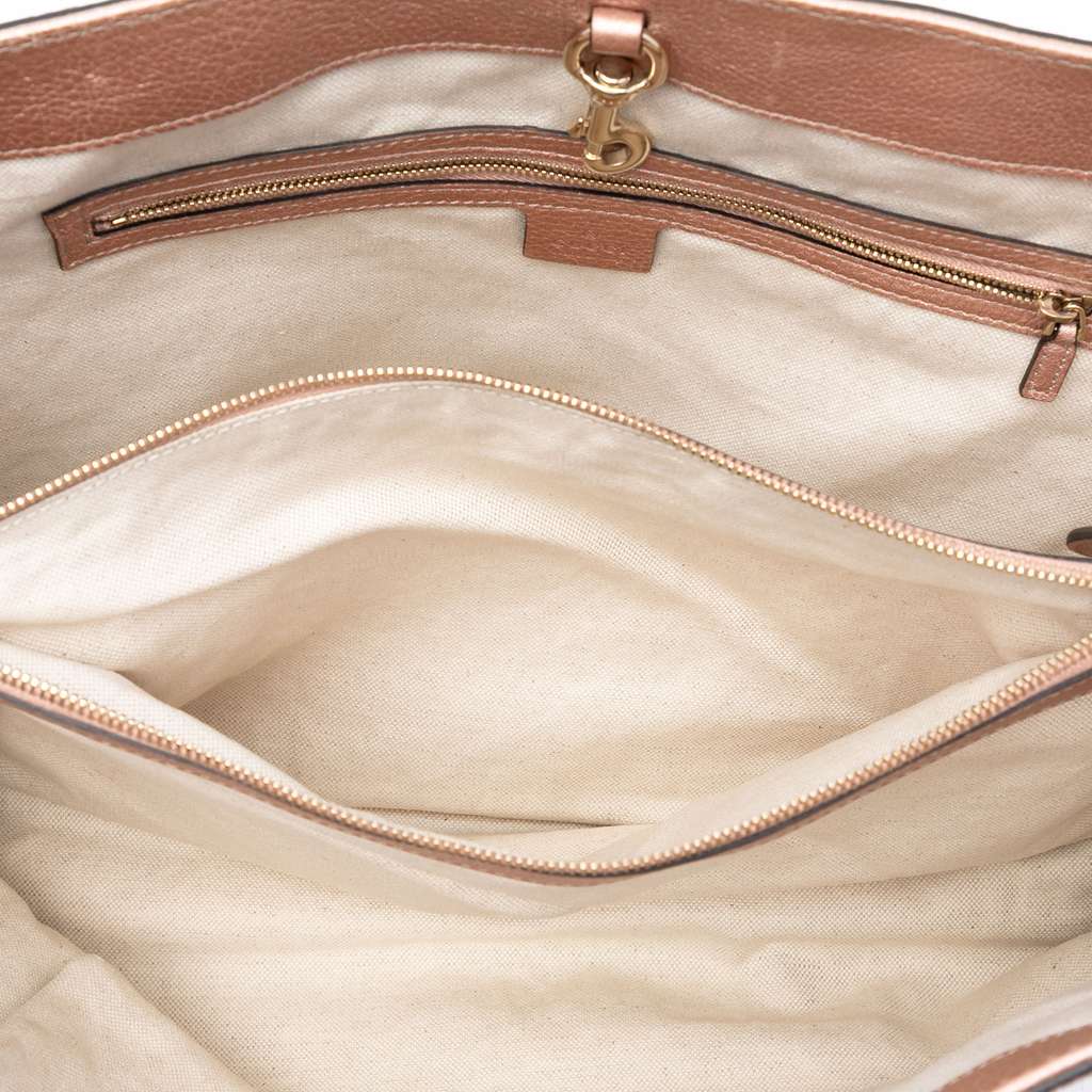 Gucci Medium Metallic Leather Bella Tote - 4